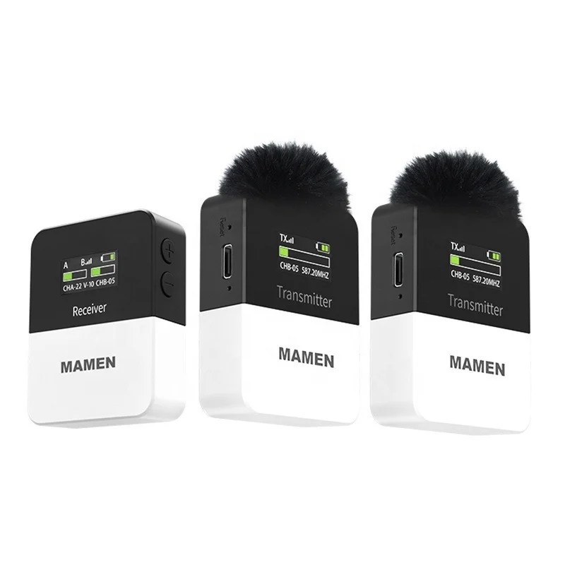 

MAMEN Mini UHF Wireless Lavalier Microphone System, 50m Pickup, Suitable for SLR Camera Phone Vlog Interview Recording