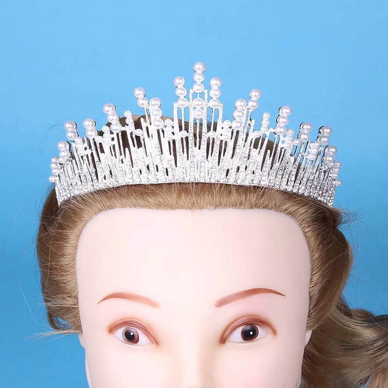 Блестящие диадемы для девочек в стиле барокко жемчужная Корона свадебные