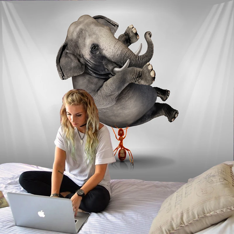 

Vigorously Ant Wall Mounted Elephant Tapestry Polyester Fabric Home Decor Wall Carpet Carpet Hanging Large Sofa Blanket