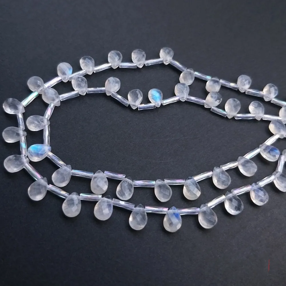 АА бусины россыпью лунный камень граненые 5*7 мм Оптовая Продажа для самодельных