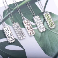 stainless steel aromatherapy necklace diffuser pendant rectangle open lockets pendants perfume essential oil diffuser necklace