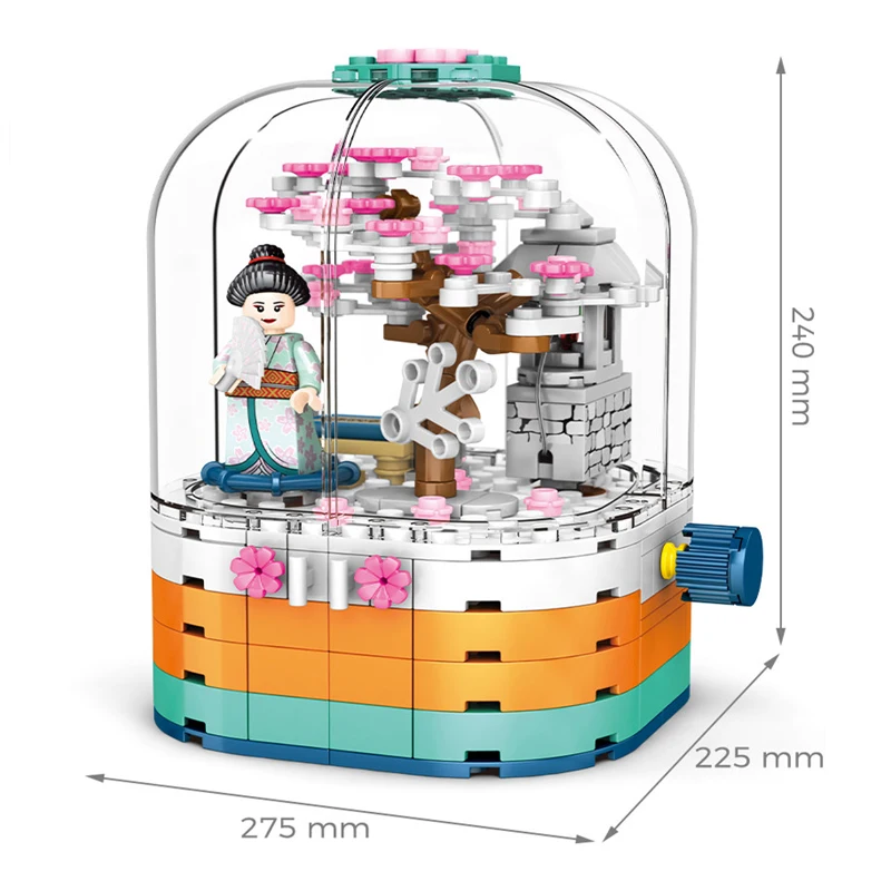 Конструктор SEMBO Вишневое цветение вращающаяся коробка с LED светильник кой |