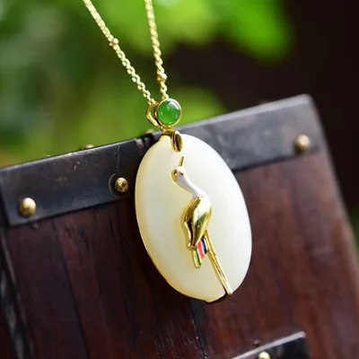 EASTCODE бижутерия из природных материалов зеленая жадея ожерелье с Фениксом