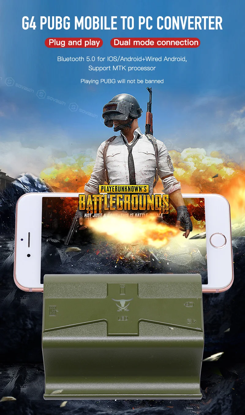 Sovawin G4 PUBG контроллер мобильный контроллер Bluetooth игровая клавиатура мышь конвертер проводной телефон геймпад Android для iPhone