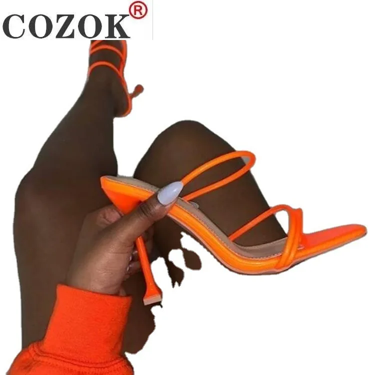 

2021 Summer Pumps Sexy snake print Slippers Sandals Shoes Women Thin High Heels Square toe Sandal pumps z