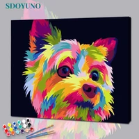 sdoyuno acrylic paint by numbers colourful dogs diy 60x75cm oil painting by numbers canvas painting animals home decor