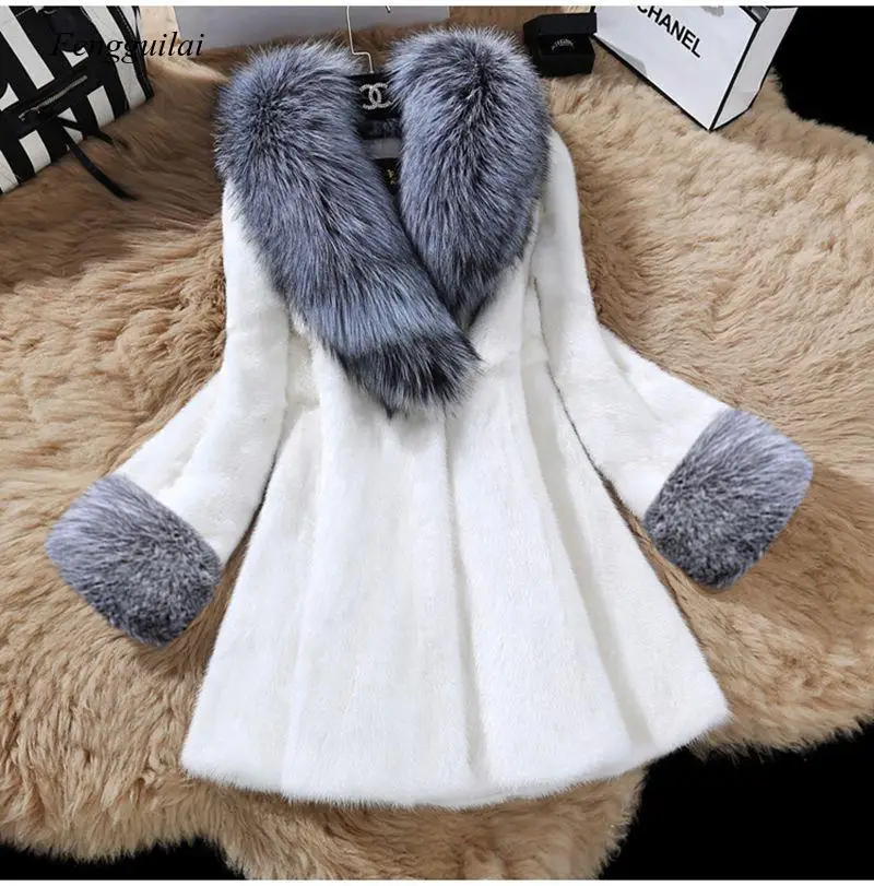 Enlarge Autumn and Winter New Mink Fur Long Fake Fur Coat Two Colors for Womenw