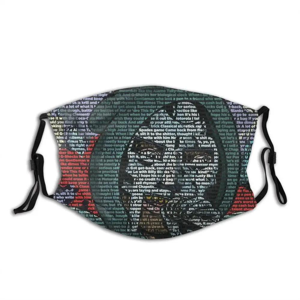 Операция Думсдей: Печатная маска для рта с фильтром против пыли, моющаяся, с текстами песен "Rhymes Like Dimes" из альбома Mf Doom.