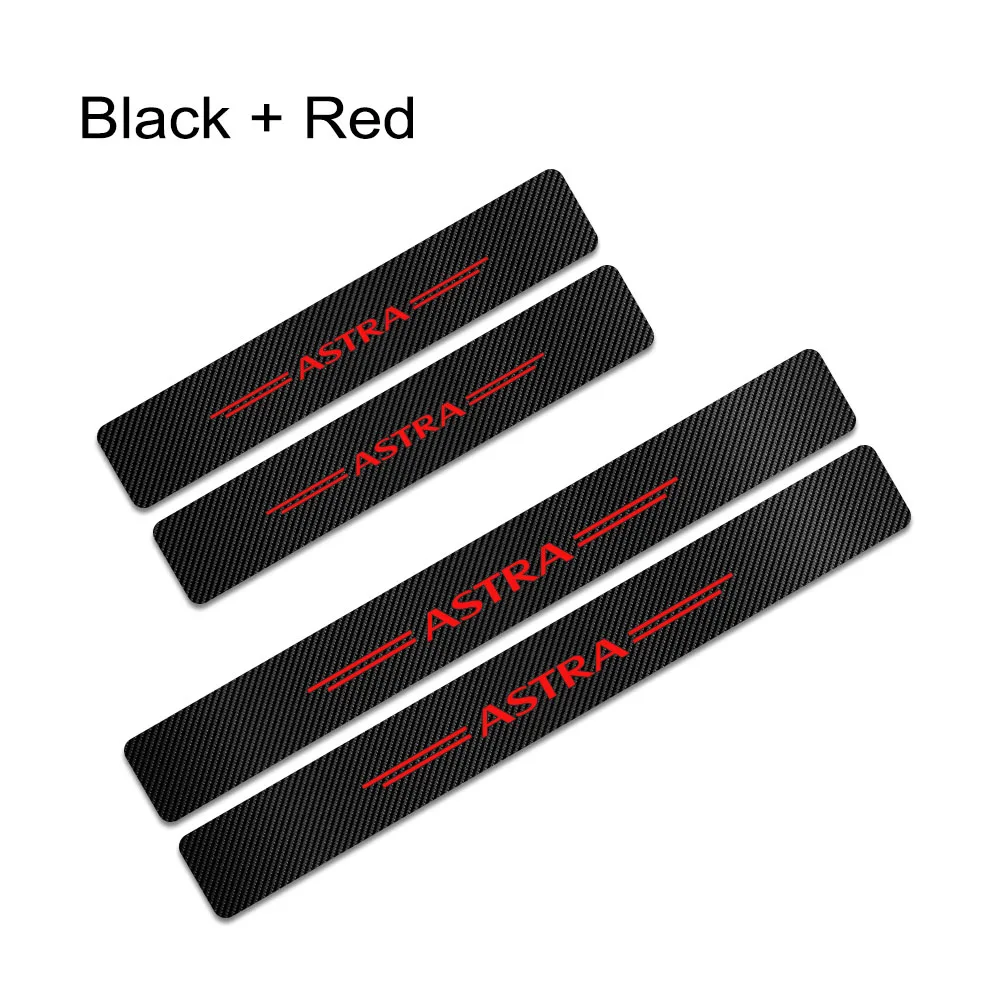 Black Red 4 шт., накладки на порог двери автомобиля, накладки на пороги, защитные наклейки на пороги для Opel Astra J H G K, автомобильные накладки на педали двери, аксессуары - Название цвета: Black Red