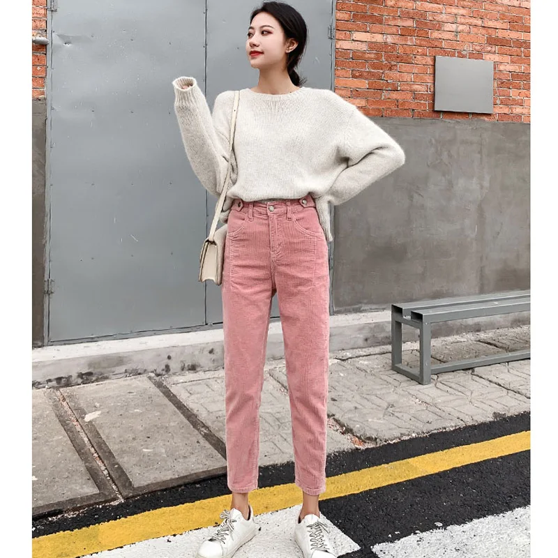 Женские вельветовые брюки Mozuleva свободные штаны-шаровары с высокой талией Модные