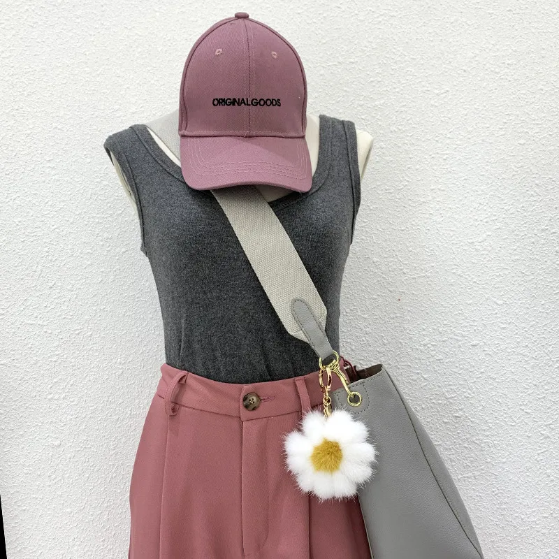 Брелок для ключей из натурального меха норки подвеска в виде подсолнуха