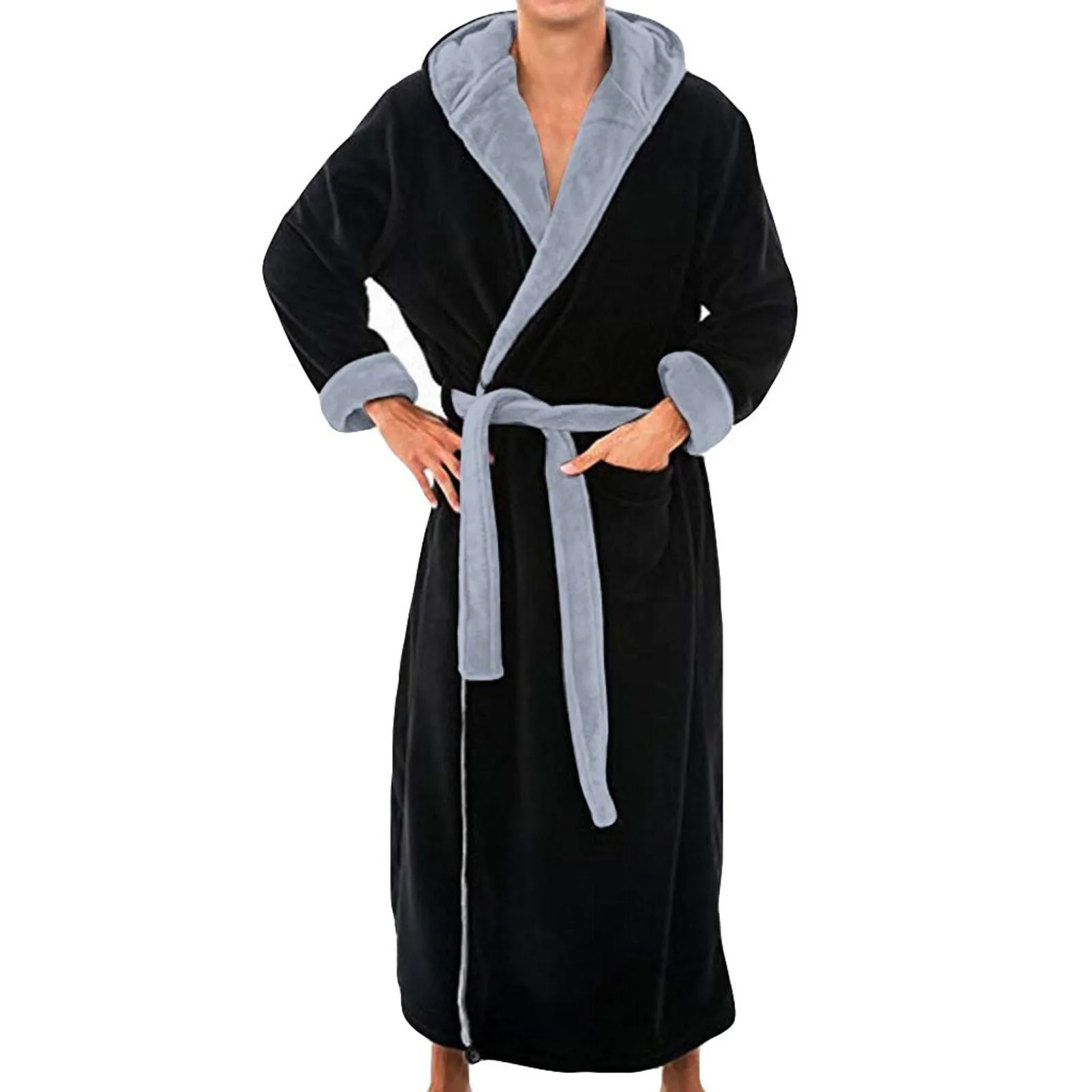 

Мужской зимний теплый халат, удлиненный плюшевый халат-кимоно, домашняя одежда с длинным рукавом, пальто, новинка 2021