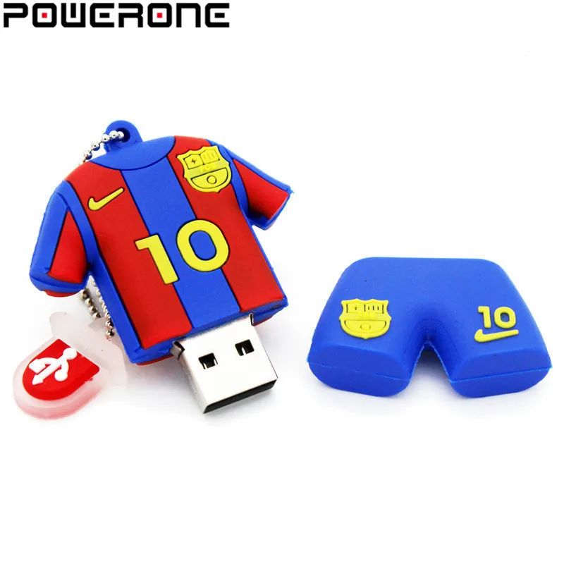 POWERONE messi jersey Usb Flash Drive cloth pendrive 4 ГБ 8 16 32 64 Гб Спортивная рубашка Pendrives Memory stick|USB
