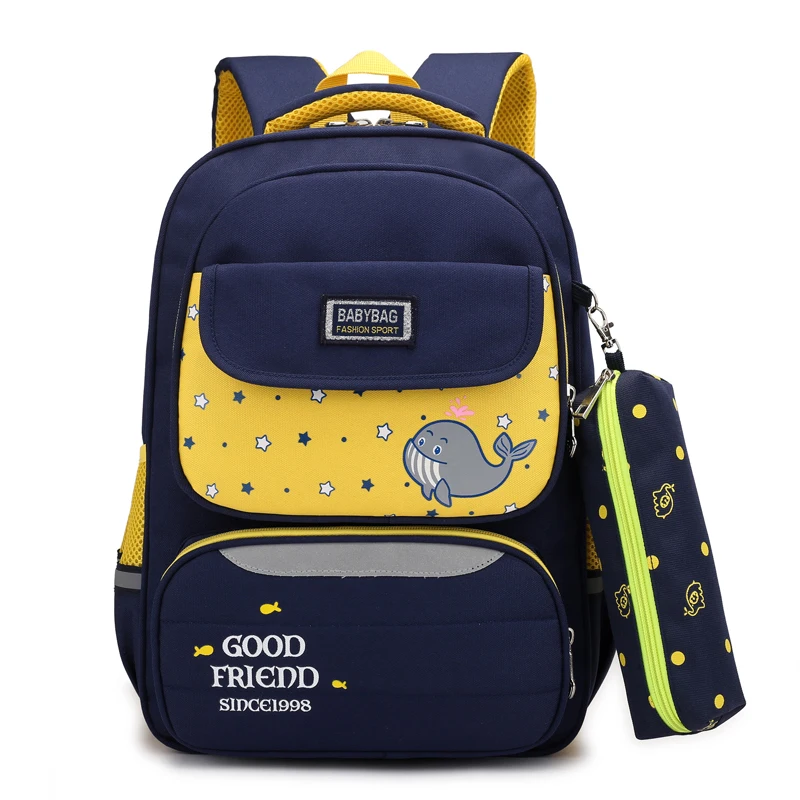 

Reflective Strip Safe Kids Backpack Adjustable Shoulder Straps Nylon Bag Stars Baby Whale Children Backpack Primary School Bag