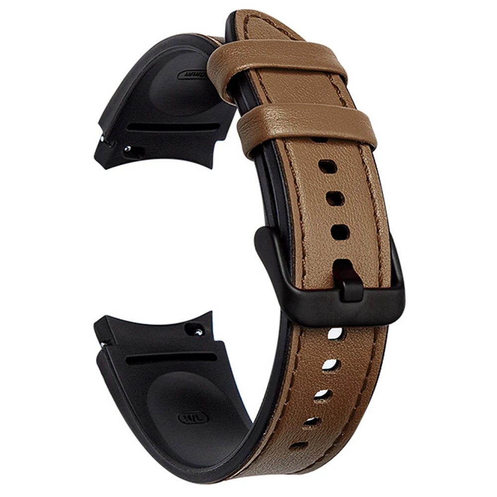 Silicone+leather Strap for Samsung Galaxy Watch 4 Classic 46mm 42mm/Watch4 44mm 40mm Band Metal Buckle Wristbands Bracelet Belt