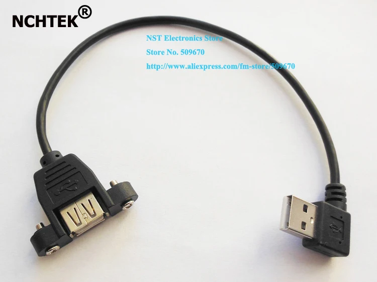 

NCHTEK 90 градусов прямоугольный USB 2,0 кабель-удлинитель с отверстием для крепления на панель около 25 см/Бесплатная доставка/10 шт.