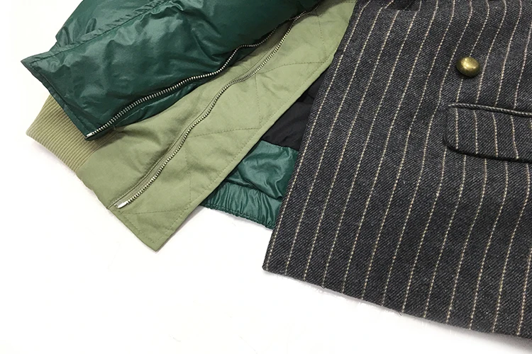 

2021 Winter New Vertical Stripe Suit Stitching Down Jacket Women Loose Casual Contrast Color Jacket To Keep Warm Fashion Trend