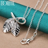 doteffil 925 sterling silver 16182022242630 inch chain leaves pendant necklace for woman man charm wedding jewelry