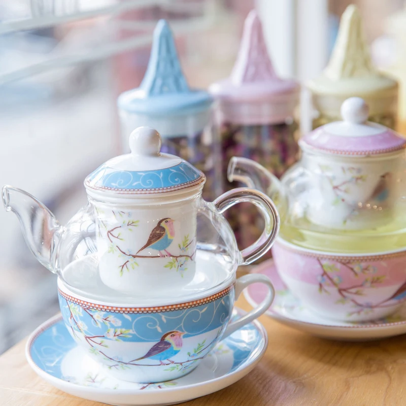 Цветочный чайник керамическая чайная чашка блюдце термостойкий стеклянный