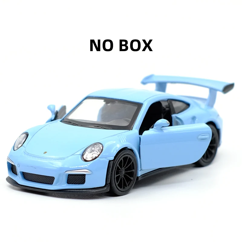 Blue (no box) WELLY 1:36 911 GT3 RS Super sports car Alloy Diecast Car Model Toy With Pull Back For Children Gifts Toy Collection - Цвет: Blue (no box)