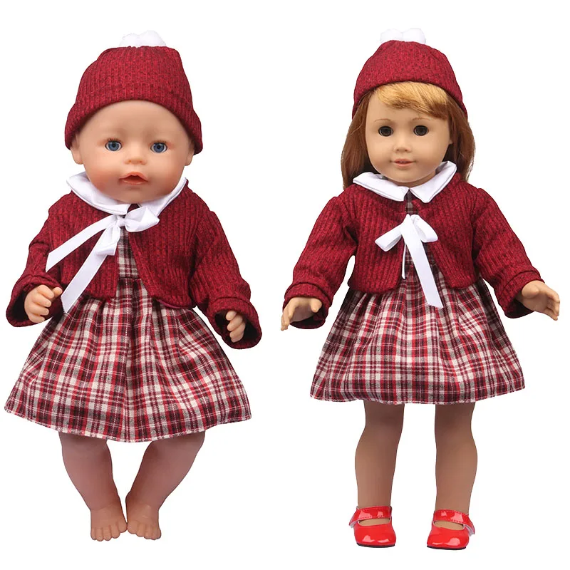 3 шт./лот модная шляпа пальто решетка платье костюмы подходит для 18-дюймовой куклы