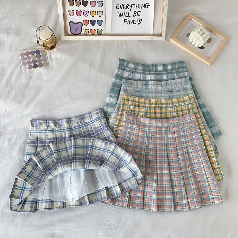 

Plaid Pleated Skirt Female Autumn And Winter 2021 New Style College Style High Waist Thin A-line Skirt all-match Short Skirt