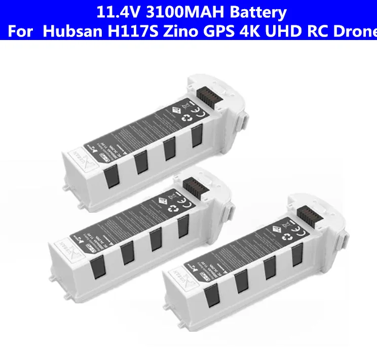 1PCS 2PCS 3PCS 11.4V 3100mAh Battery For Hubsan H117S Zino GPS 5G WiFi 1KM FPV RC Drone Spare Parts