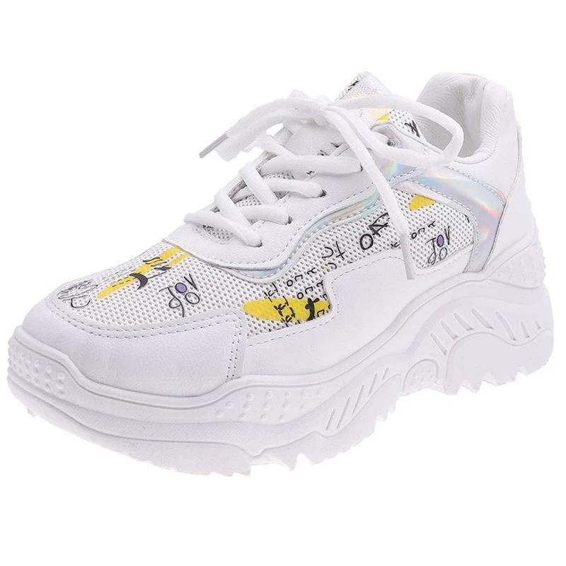 2019 женские кроссовки на плоской платформе спортивная дышащая обувь прогулочная