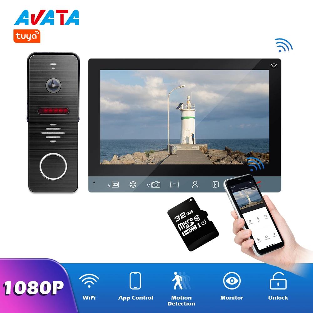 

Tuya Wifi Video Doorphone 160 angle Intercom 1080P Monitor Support Record App Remote Unlock Control Smart Home Doorbell Camera