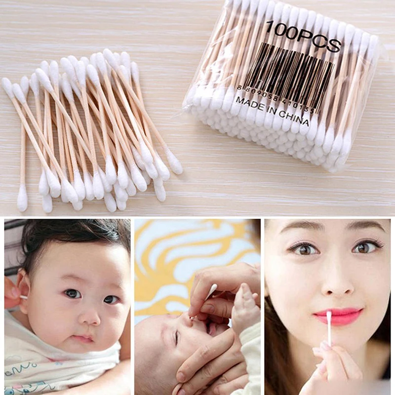 Тампоны для перманентного макияжа с двойной головкой/заостренными ватными