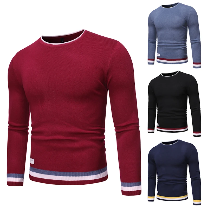 Algodón de alta quality marca para hombre manga larga jerseys cuello Como Do punto casual Tops ropa | Мужская одежда