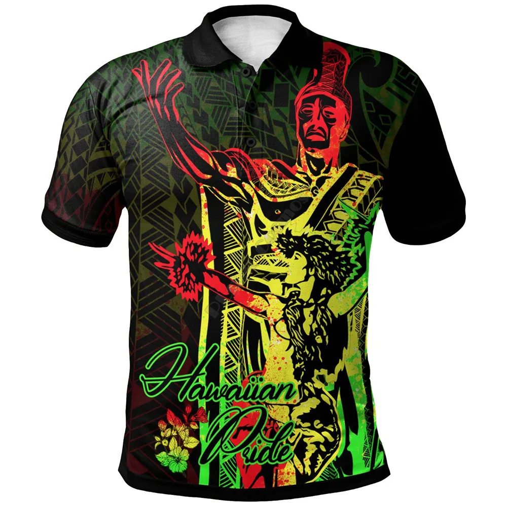

Hawaii Polo Shirt King Of Hawaii With Hawaiian Girls Reggae Version 3D Printed Polo Shirt Men Women Short Sleeve Summer T-shirt