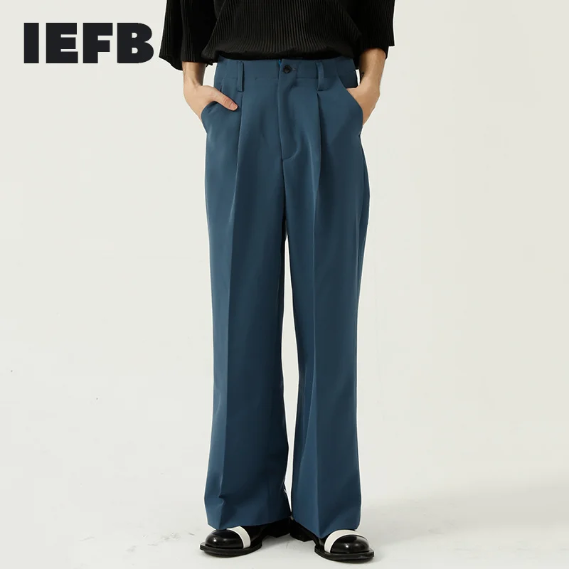 

IEFB Men's Split Bottom Suit Pants 2021 Summer New Korean Loose Straight Business Trousers Trend Personal Wide Leg Pants 9Y8150