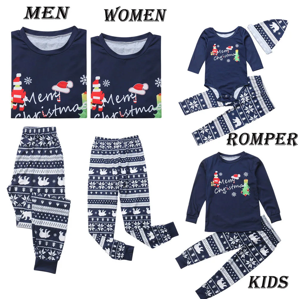 Одинаковые комплекты для семьи Рождественский пижамный комплект папы мамы и