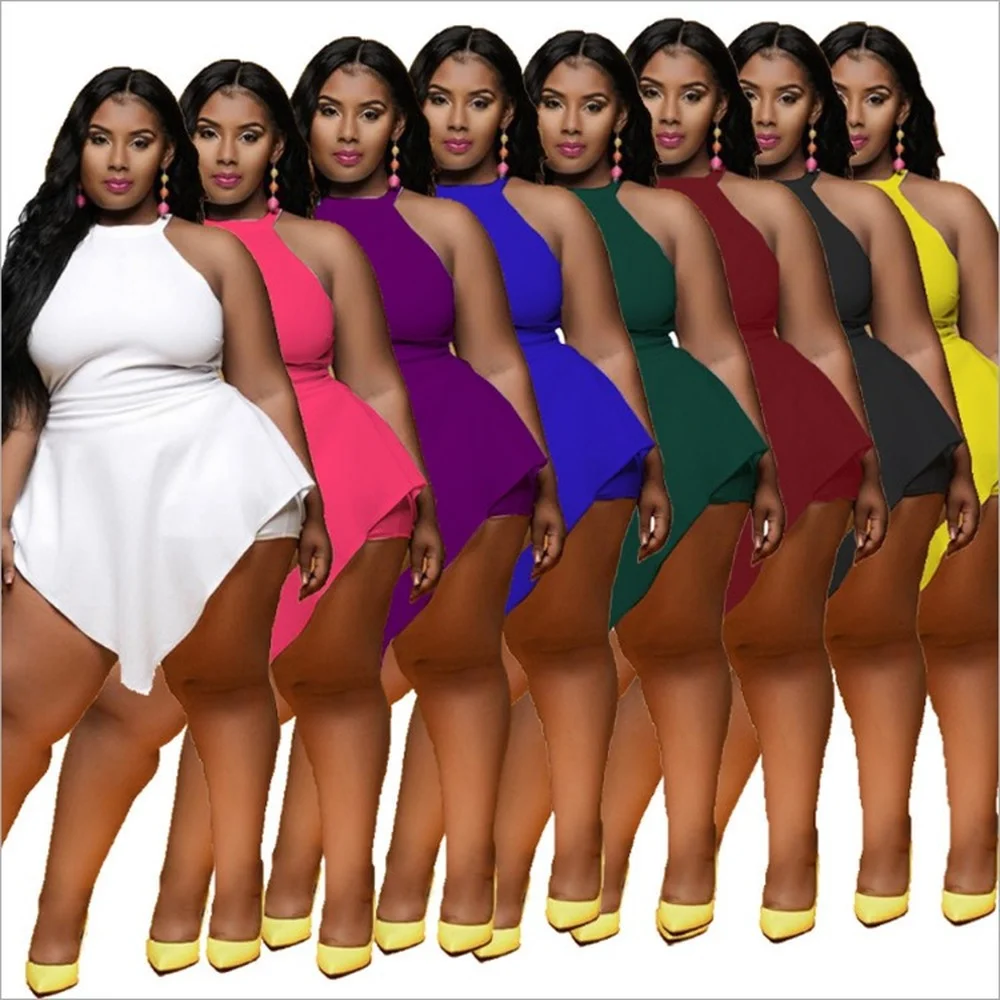 

Echoine New Sexy Slim Irregular Solid Color Sleeveless One-piece Set Stylish Halter Zipper Jumpsuit Drop Shipping