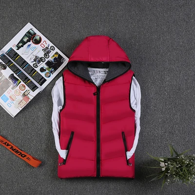 rose red 2 Одежда для мальчиков; осенний хлопковый пуховик с капюшоном для подростков; детский жилет; двусторонний жилет; хлопковый жилет; повседневная куртка для маленьких мальчиков; детская ветровка - Цвет: rose red 2
