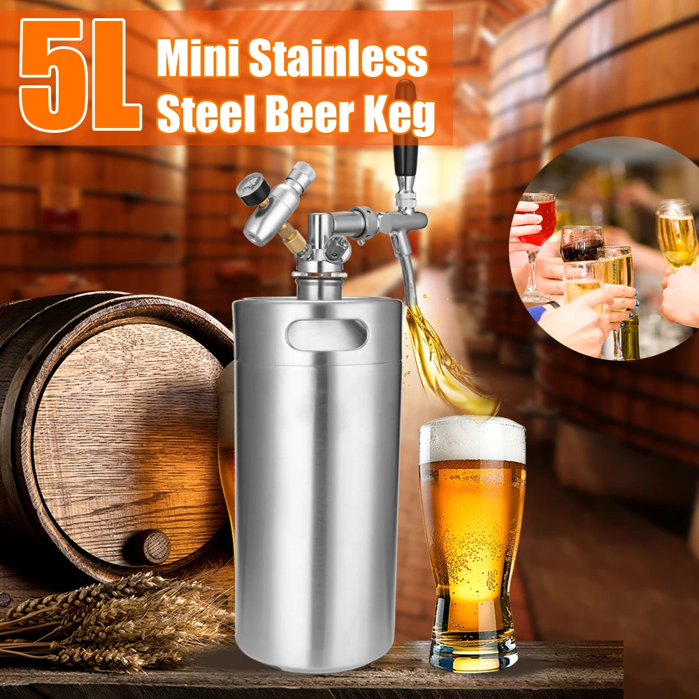 Мини пивной бочонок из нержавеющей стали объемом 5 л/3 л с регулируемым краном и