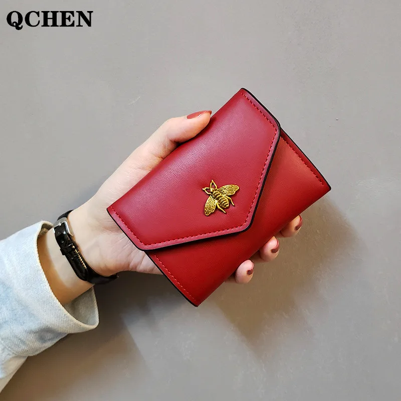 Women's wallet pu Hasp Small bee Luxury Brand Famous Mini Wallets Solid Purses Short Female Coin Purse Credit Card Holder  688