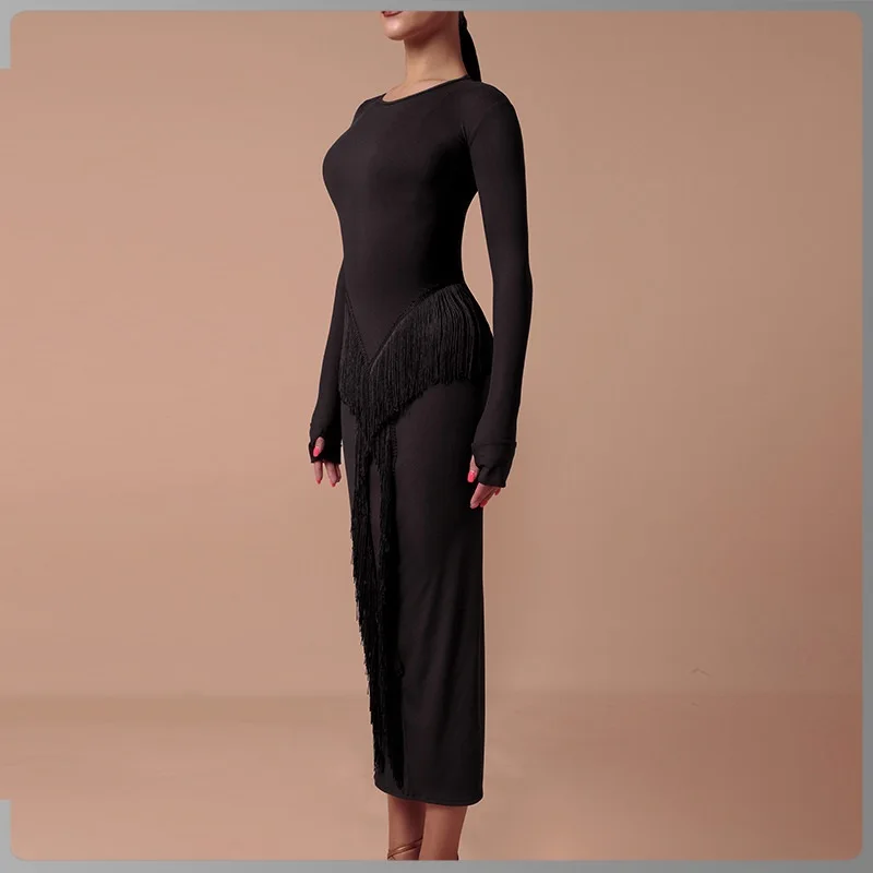 

long sleeves Sexy latin dance dress for dancing salsa dress tango dance costumes pole dance clothing latin American dress blac