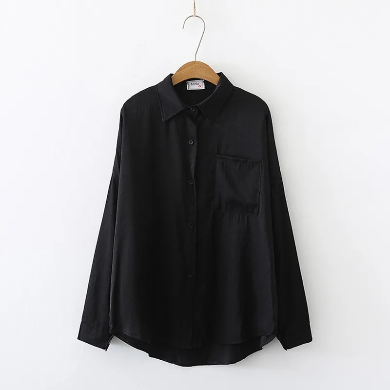 

Casual Spring Blusas Women Loose Pockets Leisure Long Sleeve Blouse Female Cozy Chiffon Large Size Shirts Soft Femme Ropa Mujer