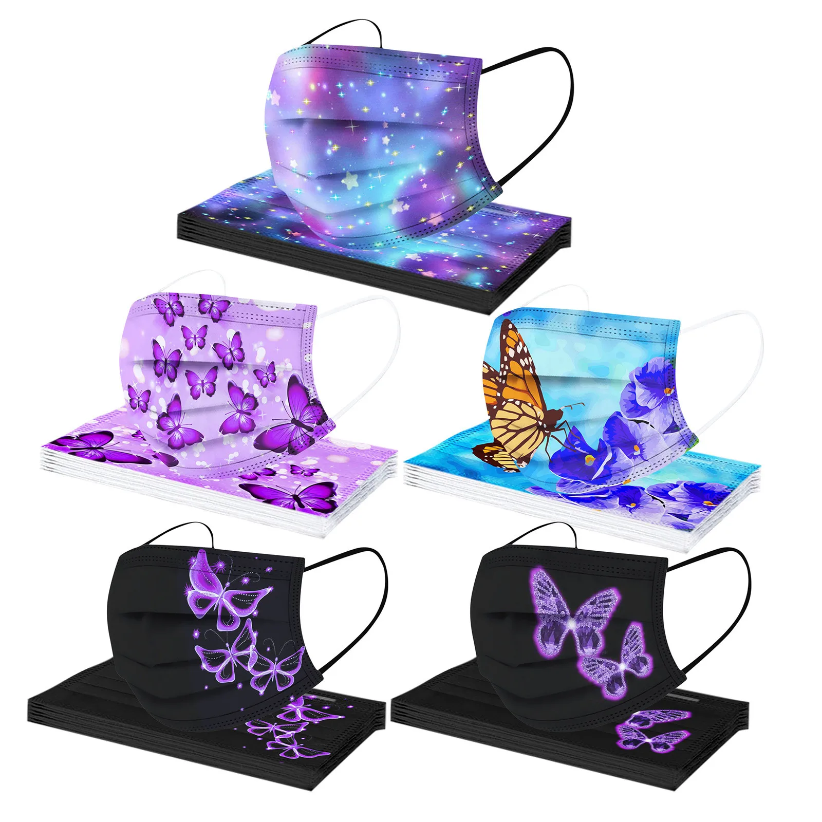 

Adult Masks Man Women Disposable Face Mask mascarillas 3Ply Ear Loop 50PC Mask Breathable Windproof facemask Halloween Cosplay