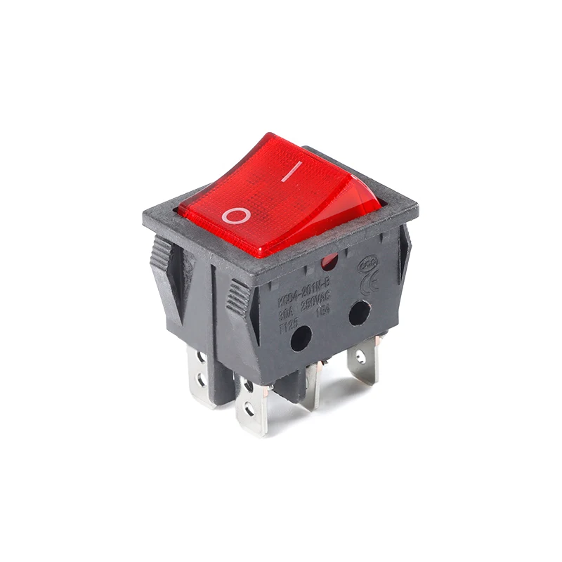 

KCD4 Клавишные переключатели 250VAC красный зеленый черный синий светодиод 4P 6P 2 передачи белая розетка 30A Серебряный контактный переключатель кнопка питания