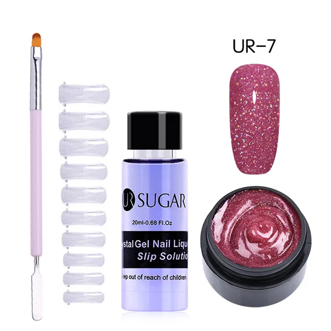 4pcs set7 UR SUGAR 15 мл Быстрый строительный поли гель продлевающий половой акт розовый блеск Замачивание от УФ СТРОИТЕЛЬ удлинение гель набор Типсы для маникюра палец расширение - Цвет: 4pcs set7
