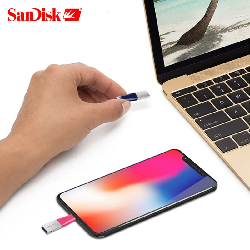 Флеш-накопитель Sandisk USB 3 0 флеш-накопитель 64 ГБ 128 флеш-карта usb 256 флешка iXPAND OTG для