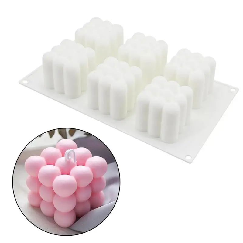 

Silicone Candle Mold 6 Cavity DIY Handmade Plaster Candle Soy Candle Wax Soap Molds Mousse Cake Mold