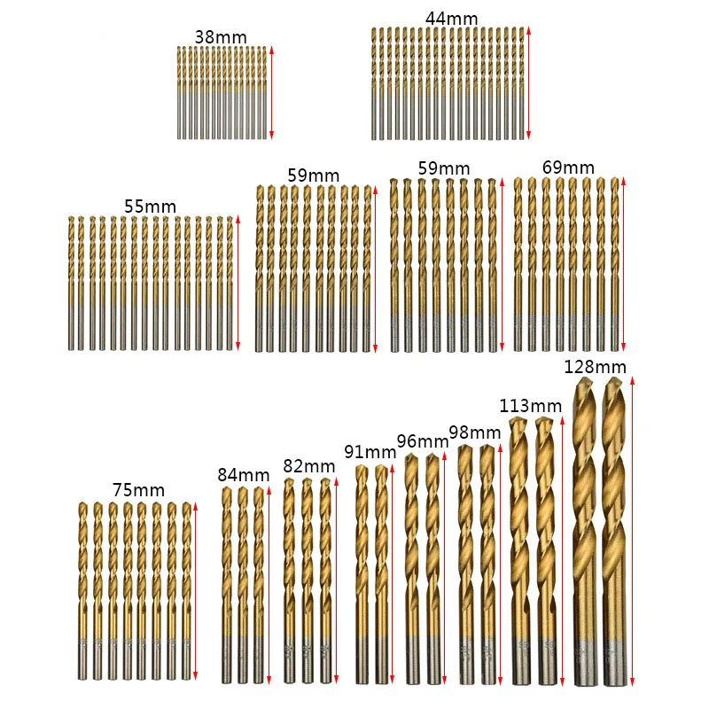 

99pcs 1/1.5/2.0/2.5/3mm Titanium Coated Twist Drill Bit High Steel for Woodworking Plastic And Aluminum HSS Drill Bit Set
