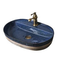 washbasin bathroom art basin blue ceramic wash basin sink oval toilet basin with fauce shampoo basin counter basin with drainer