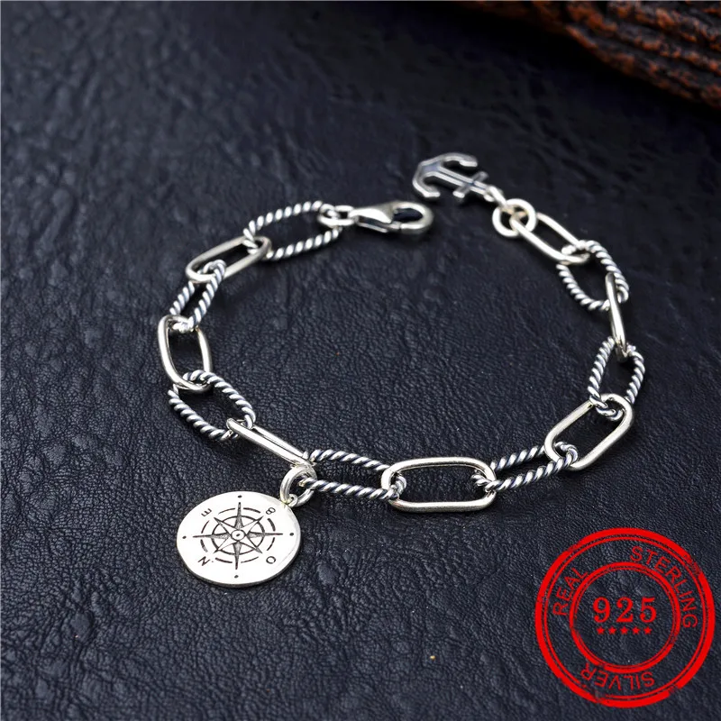 Корейская версия популярного нового 100% стерлингового серебра Браслет Компас