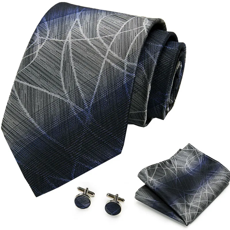 8 см Шелковый мужской модный черный галстук с геометрическим рисунком платок