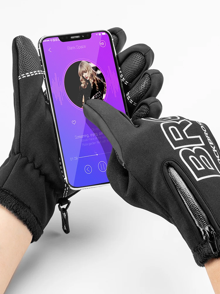 ROCKBROS Thermal Ski Gloves Men Women Winter Skiing Fleece Waterproof Snowboard Gloves Touch Screen Snow Motorcycle Warm Mittens